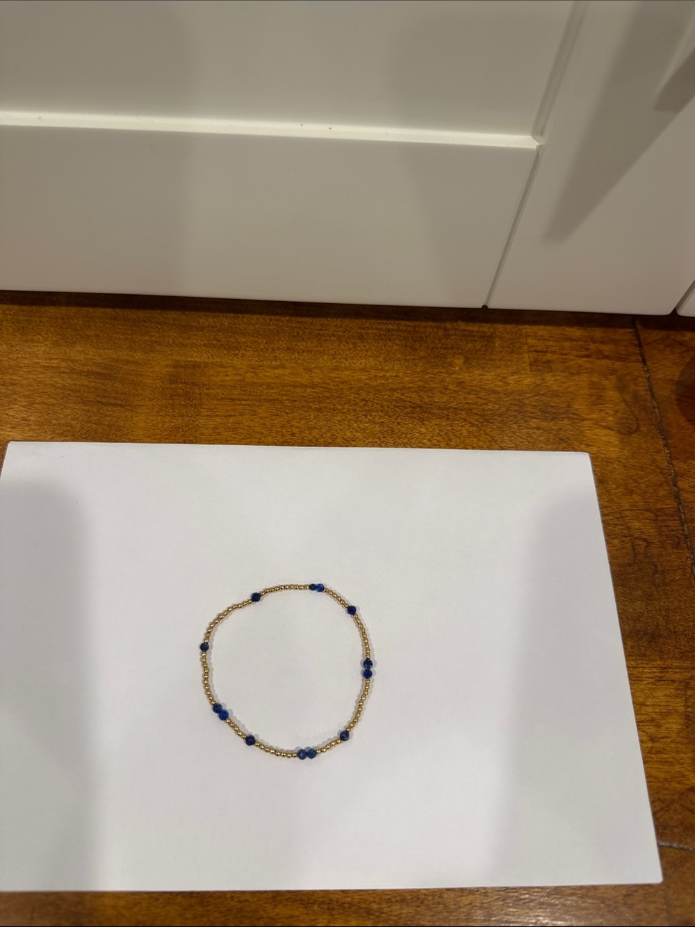 Enewton Lapis and Gold 3mm Beads Stretch Bracelet